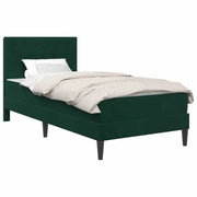 Letto singolo | Letto per adulti | Struttura letto con materasso Verde Scuro 90 x 200 cm Velluto