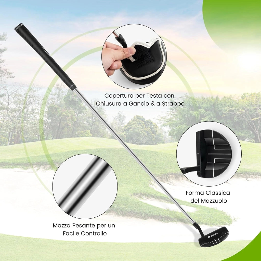 Chipper da Golf, Cuneo da Golf da 89 cm con Linee di Allineamento per Migliorare la Precisione, Club da Golf per Destrorsi