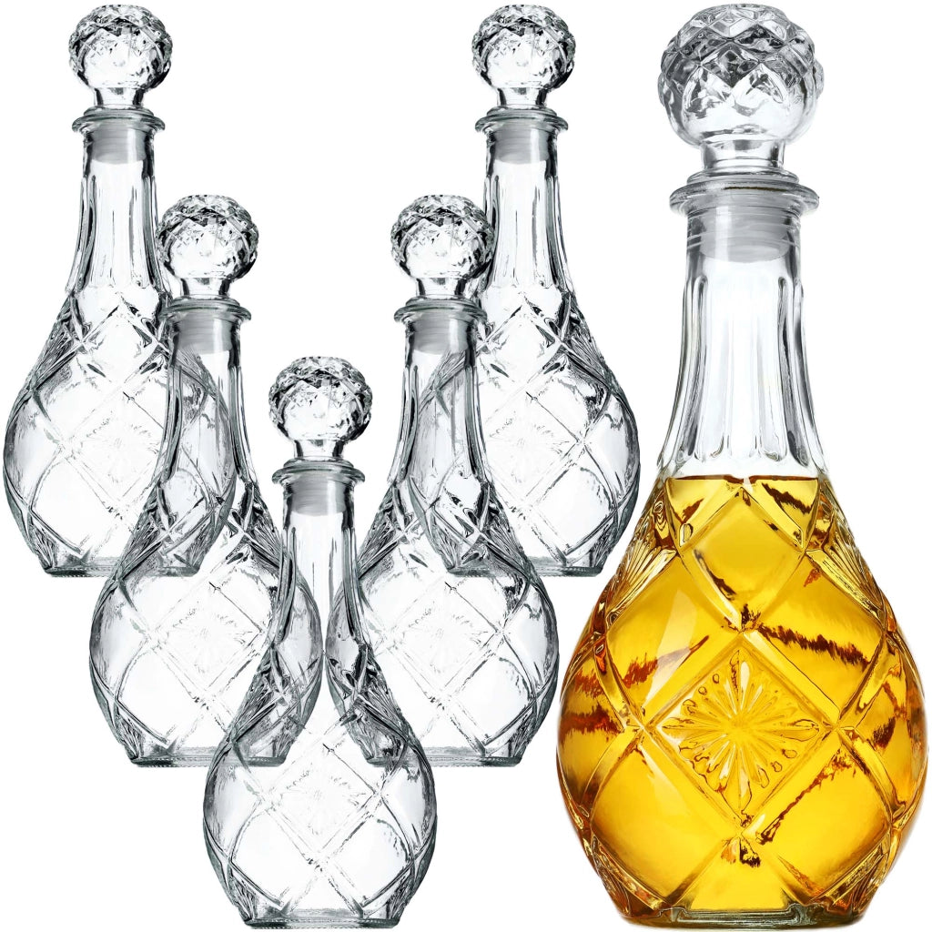 Caraffa per whisky in cristallo KADAX, bottiglia in vetro da 0,8 litri con tappo di sughero, confezione da 6 pezzi.