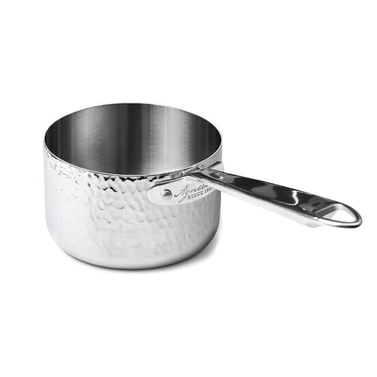Casseruola Professionale in Acciaio 3ply Martellato un Manico 16 cm