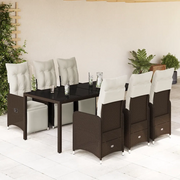 Set BistrÃ² da Giardino 7 pz con Cuscini in Polyrattan Marrone