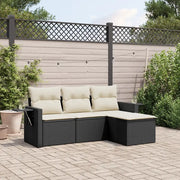 Set Divani da Giardino 4 pz con Cuscini Nero in Polyrattancod mxl 112852