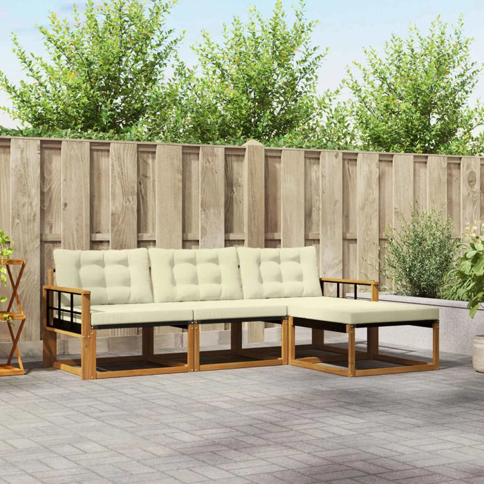 Set di divani da esterno con cuscino 4 pcs Naturale e Crema 3369341