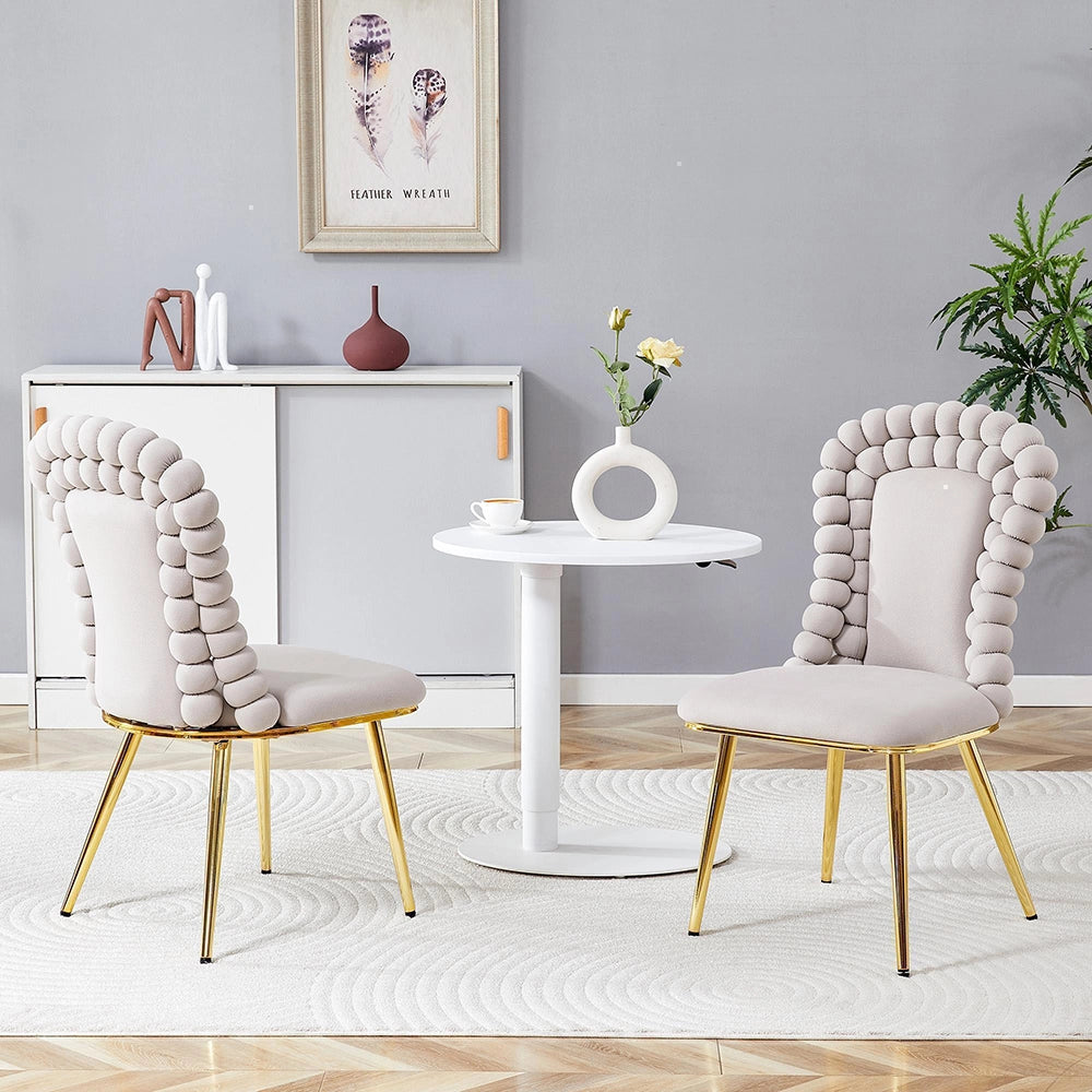 Set 2 sedie da pranzo - Xylo - velluto beige gambe dorate