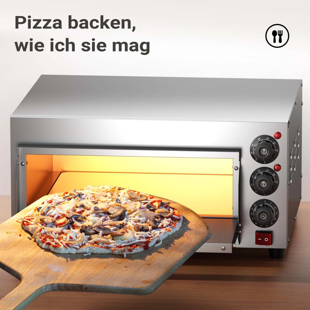 Forno pizza elettrico, con pietra refrattaria in cordierite, 2000W, max 350°C Fornetto pizza