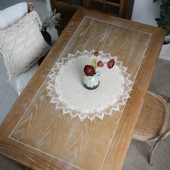 Tavolo di cucina con tovaglia di lino, grigio, stile rustico, elegante tovaglia da tavolo, tovaglia per salotto e cucina, per casa, per mangiare (pietra, 60 cm circolare)