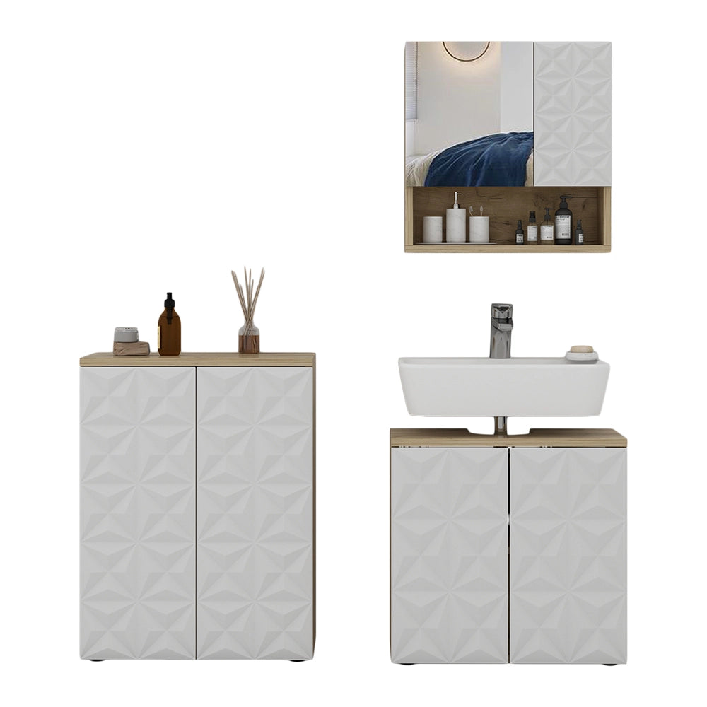 Vicco Set di mobili da bagno Bianco 3 parti