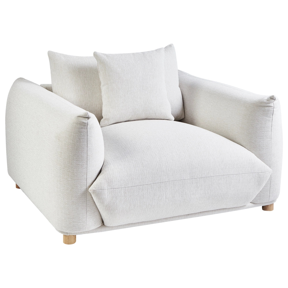 Poltrona Tessuto bianco sporco Gambe di legno morbide Stile moderno arredamento scandinavo