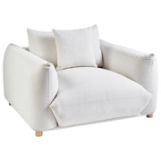 Poltrona Tessuto bianco sporco Gambe di legno morbide Stile moderno arredamento scandinavo