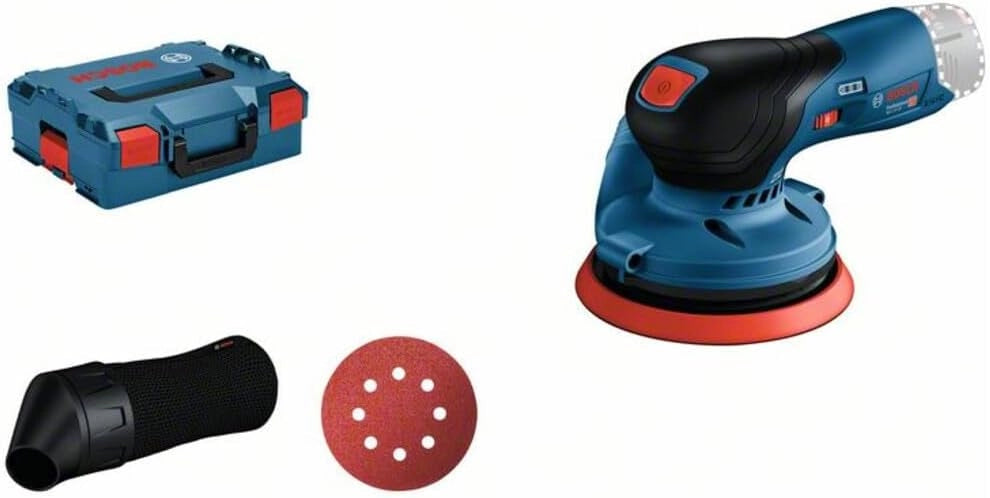 Bosch Professional Levigatrice rotoorbitale a batteria GEX 12V-125, 12V System (incl. platorello (125 mm), 1 carta abrasiva, sacchetto raccoglipolvere, senza batterie e caricabatterie, in L-BOXX 136)