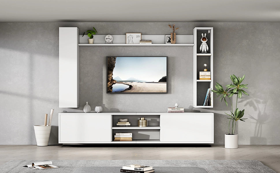 Cassettiera TV bianca in truciolato lunghezza 180 cm