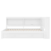 Letto estraibile singolo 90×200 cm con LED; presa; USB; Type-C e ripiani; senza materasso; bianco