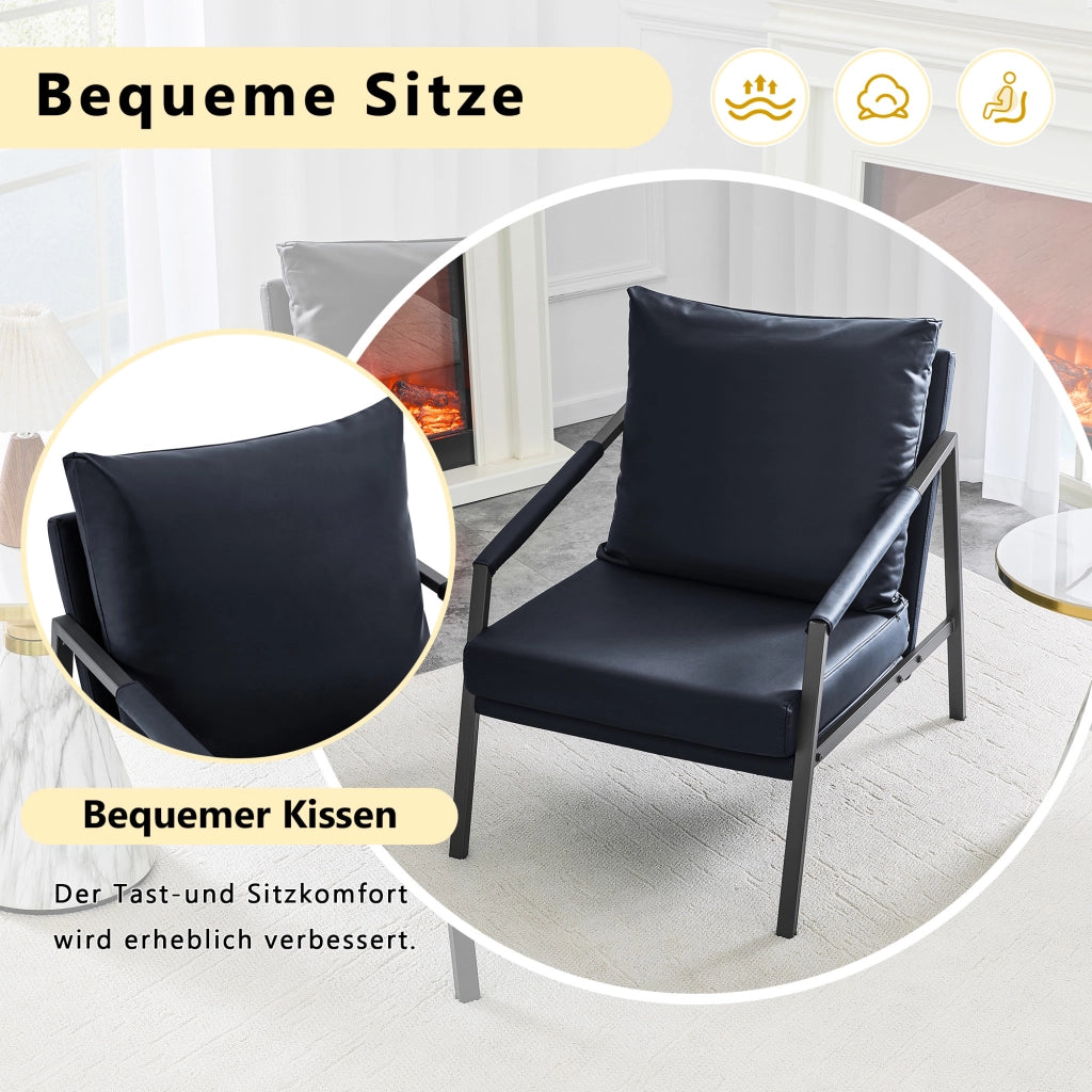 POLTRONA in ecopelle PU nera 91,5 x 68,0 x 32,5 cm