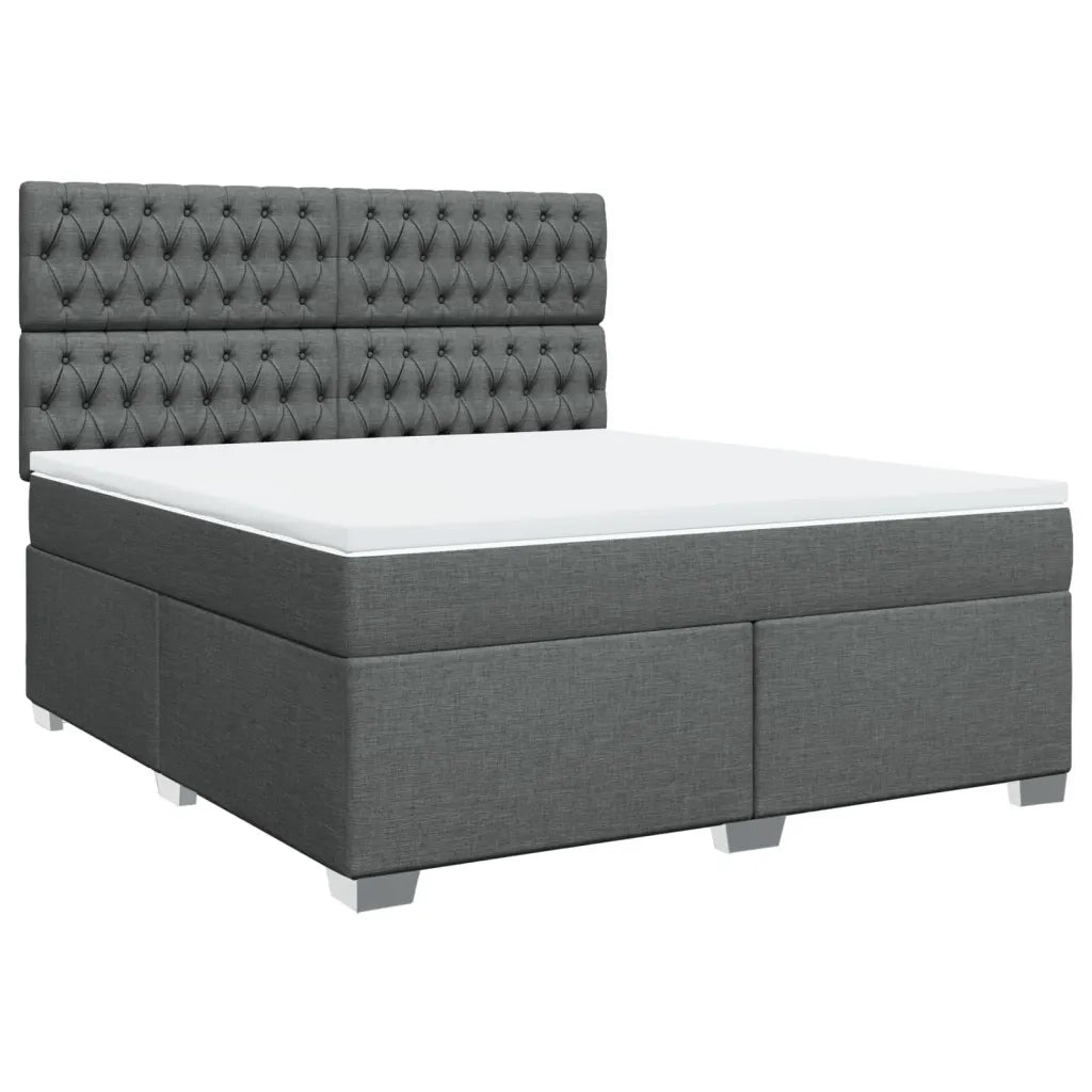 Giroletto a Molle con Materasso Grigio Scuro 180x200 cm Tessuto