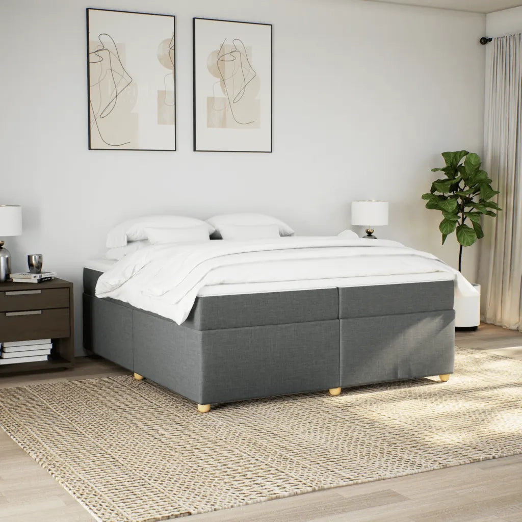 Giroletto a Molle con Materasso Grigio Scuro 200x200 cm Tessuto 3285402