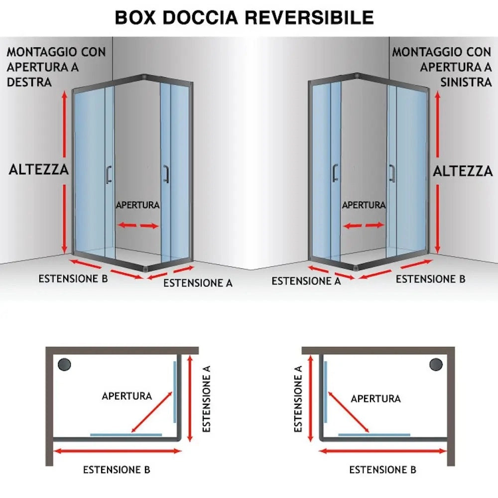Box doccia Style profilo cromato trasparente 100x100cm da 6mm