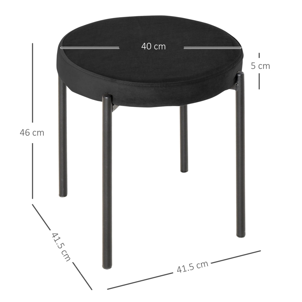 Set 4 sgabelli da cucina impilabili con seduta imbottita effetto velluto, struttura in metallo nero