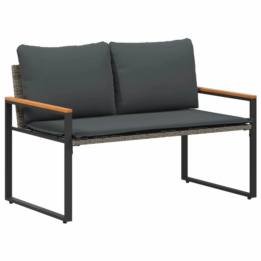 panchina Grigio e Grigio Scuro 115 x 65 x 72 cm Rattan