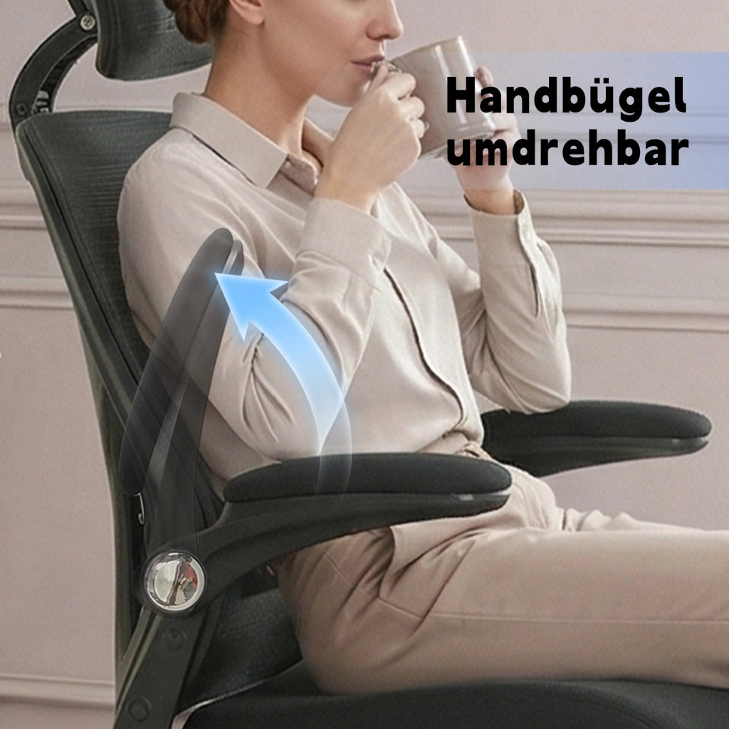 Chaise de bureau ergonomica pieghevole con supporto lombare e poggiatesta 3D in schiuma nera 65 × 61 × 40,5 cm