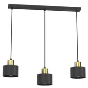 Lampada sospesa Parkla 3 luci E27 nera oro Luminex