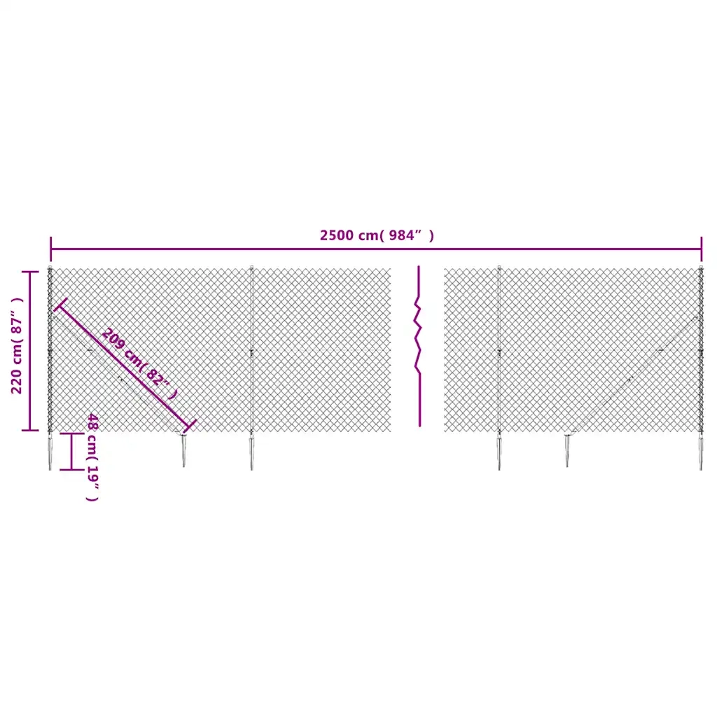 Recinzione a Rete con Picchetti Ancoraggio Verde 2,2x25 m 153935