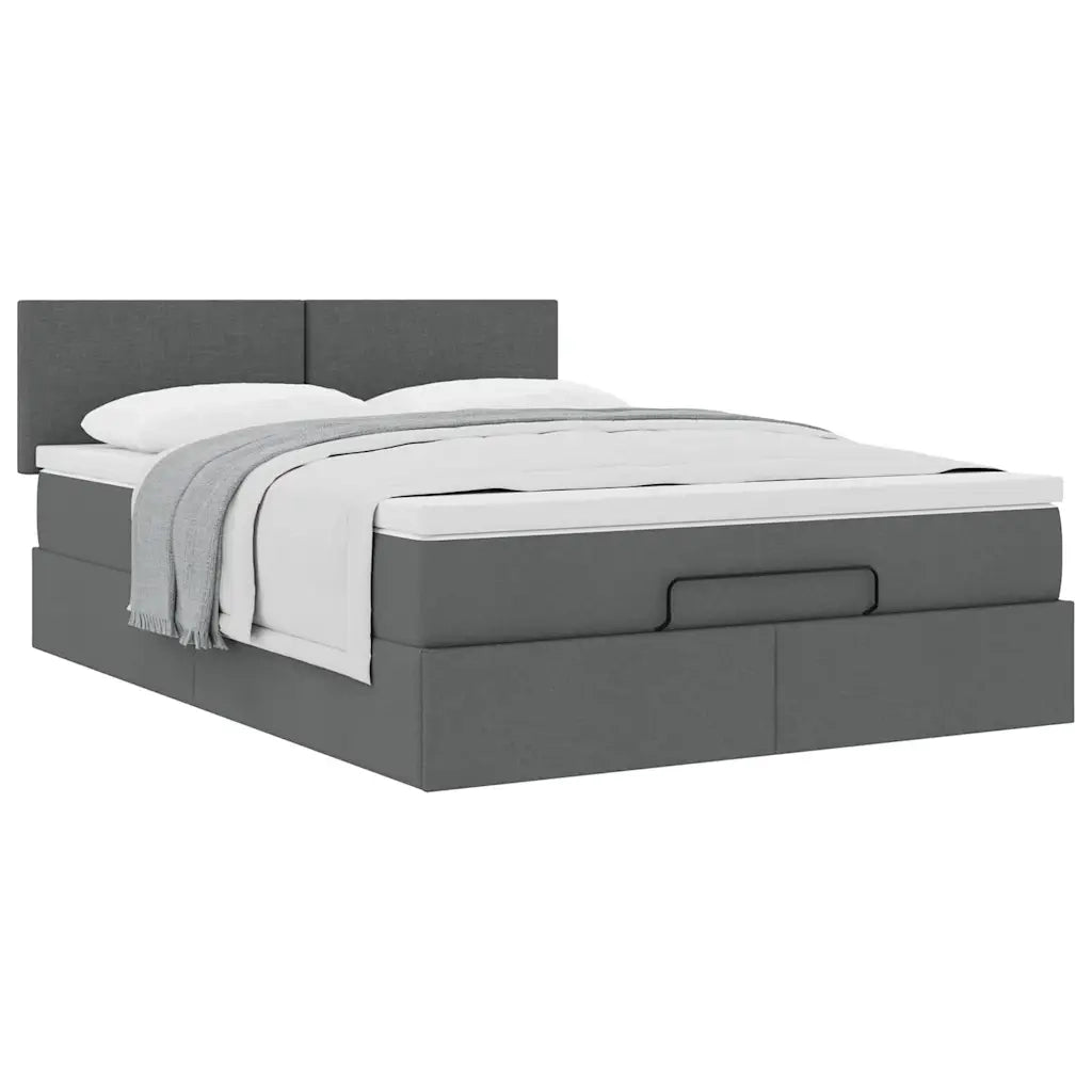 Pouf Letto con Materasso Grigio Scuro 140x200 cm in Tessuto 3311381