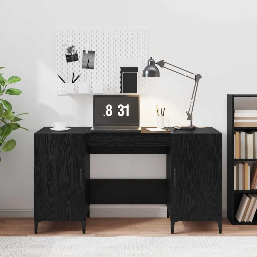 Scrivania Rovere Nero 140 x 50 x 75 cm Legno multistrato