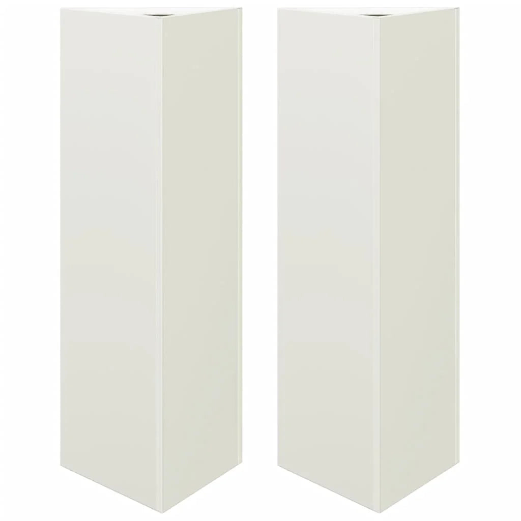 Vaso per fioriera aiuola rialzata piante fiori giardino terrazze set da 2 triangolari 30 x 26 x 75 cm acciaio bianco 02_0039093