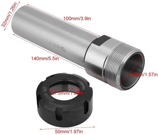 Sostegno per traversa di alta qualità in acciaio CrMo - Schiacciata retta - Manico allungato - Diametro di chiusura 32 mm - Lunghezza complessiva 140 mm - Resistente agli urti - Libero sostegno