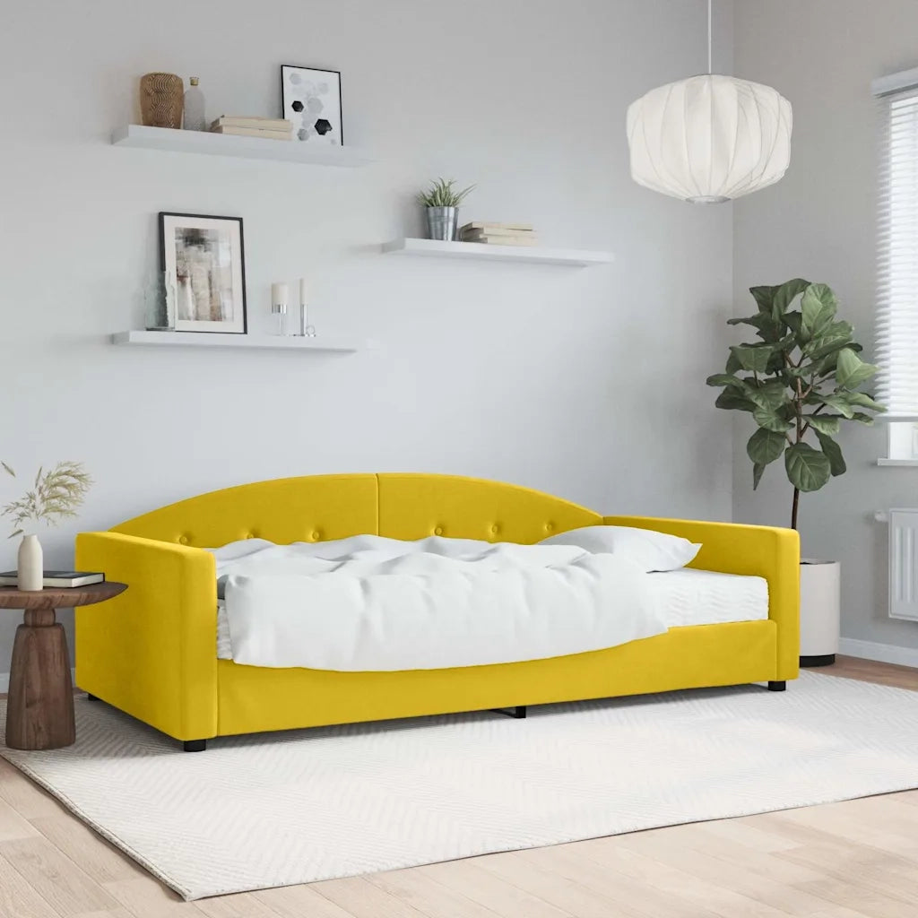Divano letto | Sof¨¤ letto | Letto singolo con Materasso Giallo 100x200 cm in Velluto