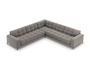 Cosmopolitan Design - Divano angolare reversibile "Bali" 6 posti in velluto grigio chiaro 
