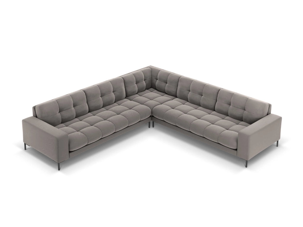 Cosmopolitan Design - Divano angolare reversibile "Bali" 6 posti in velluto grigio chiaro 