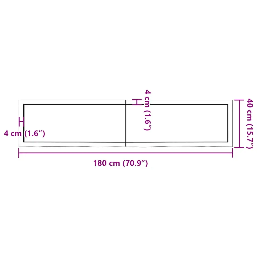 Ripiano Muro Marrone 180x40x(2-4) cm Massello Rovere Trattato 363718