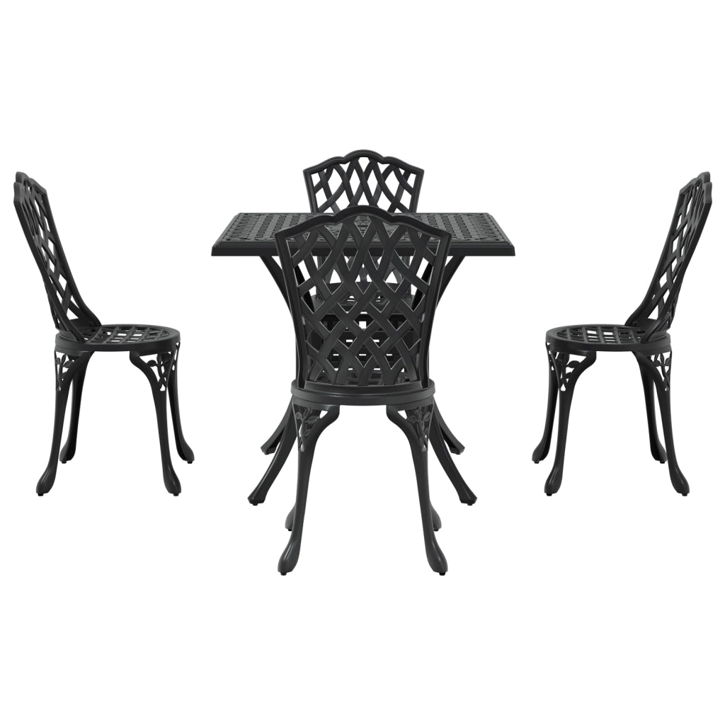 Set da pranzo per giardino 5 pezzi vitaXL in alluminio fuso nero