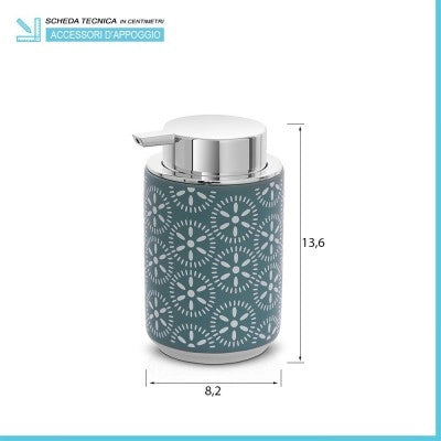 Dispenser porta sapone da appoggio in ceramica turchese cobalto  Circus