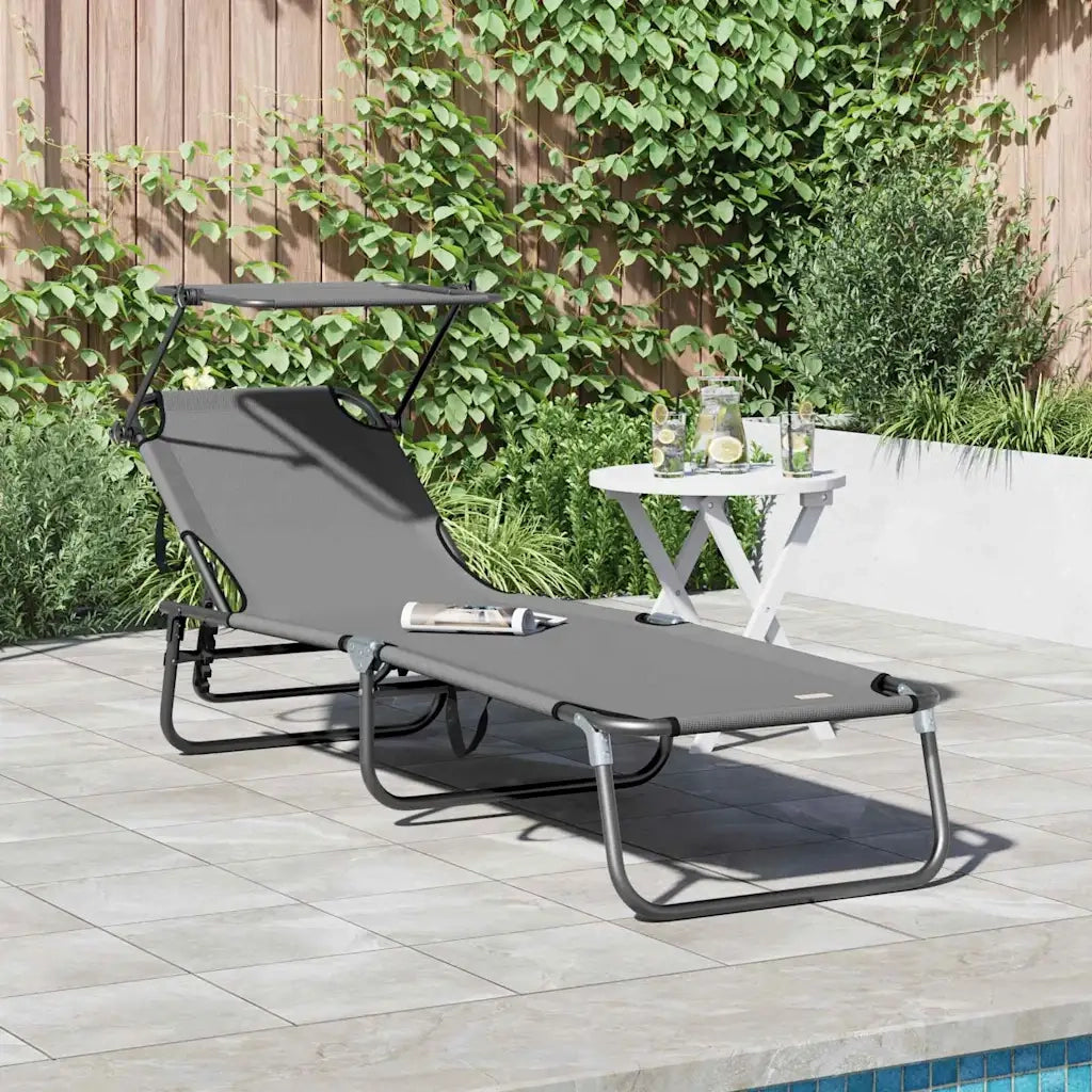Lettino prendisole pieghevole Grigio 190 x 57 x 81 cm Oxford 42003131