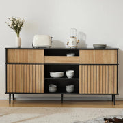Armadio con 4 Ante Scorrevoli e 1 Cassetto ¨C MINIMAL ¨C Rovere e Nero, 160x40x80