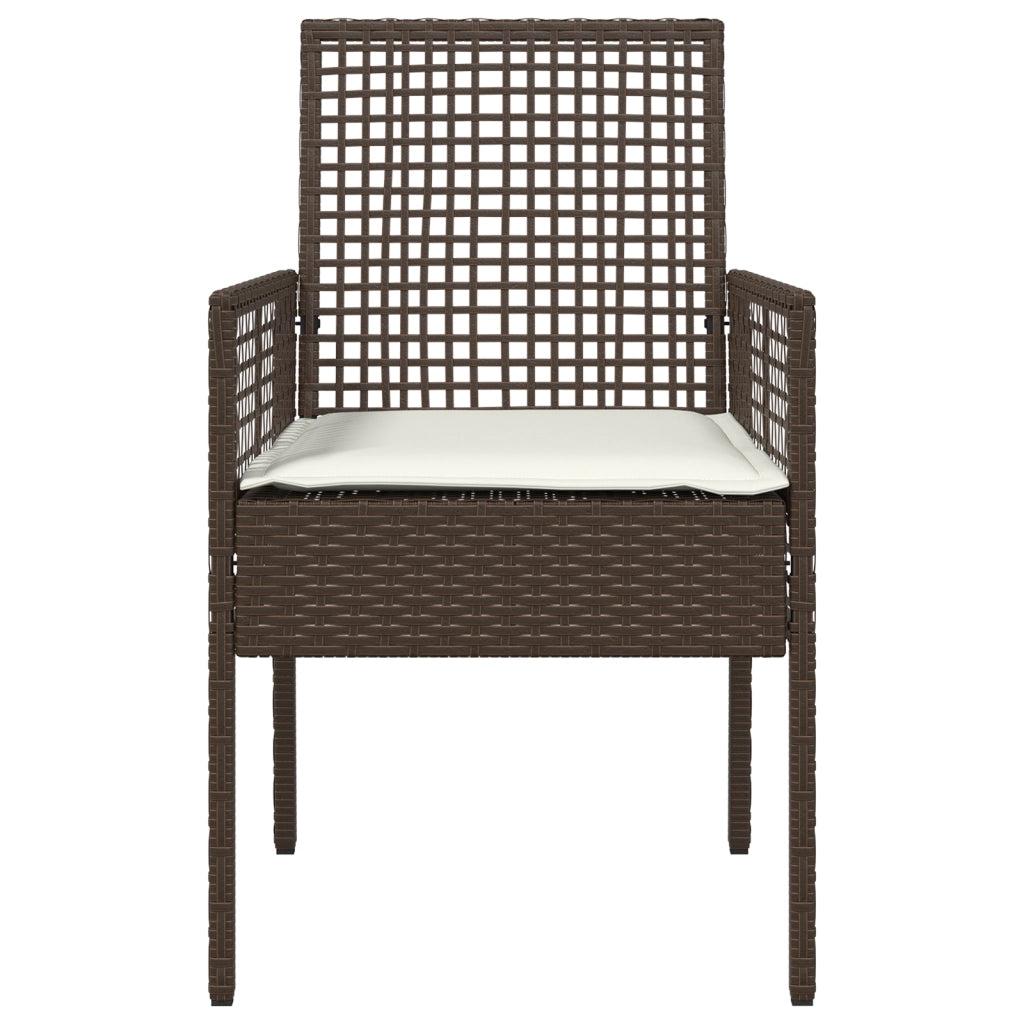Sdraio da Giardino  2 pz con Cuscini Marrone Polirattan