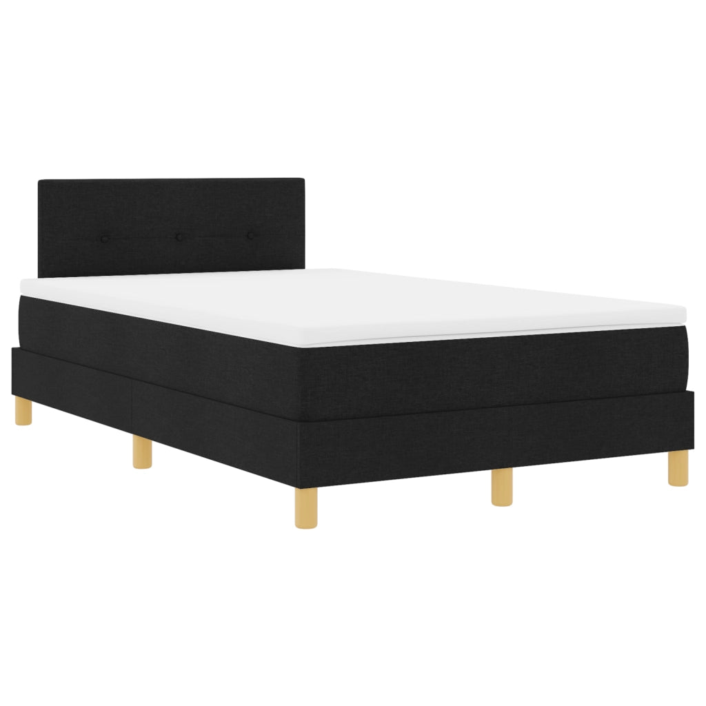 Letto con Box Spring e Materasso e LED Nero 120x200 cm Tessuto