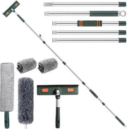 Set di Pulizia Finestra 2 in 1 con Asta Telescopica - Per Finestre Altissime Interno e Esterno