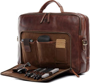 Borsa Laptop Premium in Pelle - Adatto a Professionisti - Unico - Nero - Manufatto a Mano - XL