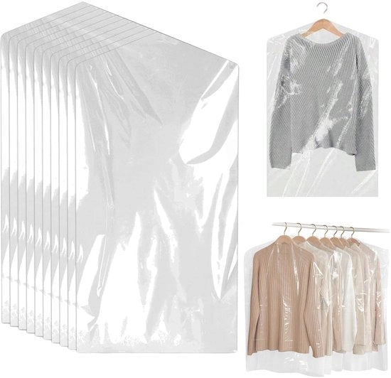 50 pacchi di protezioni per abbigliamento, trasparenti, 60 x 90 cm, contenitore in plastica, sacchetto per stiratura, protezioni per abbigliamento, protezioni per abbigliamento appese, per uso domestico, hotel, viaggi.