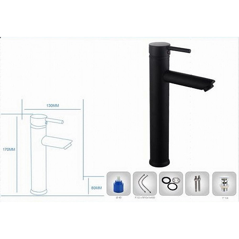 Trade Shop - Rubinetto Bagno Moderno Nero Opaco Miscelatore Orientabile Lavabo Canna Alta 87393 -