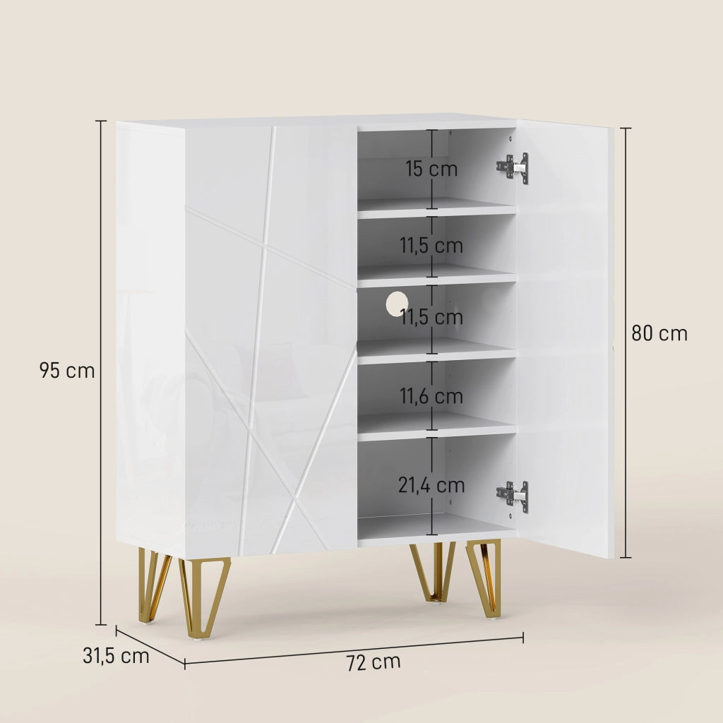 Scarpiera con 2 ante e 3 ripiani regolabili ¨C Xylo ¨C Bianco 72x31,5x95 cm