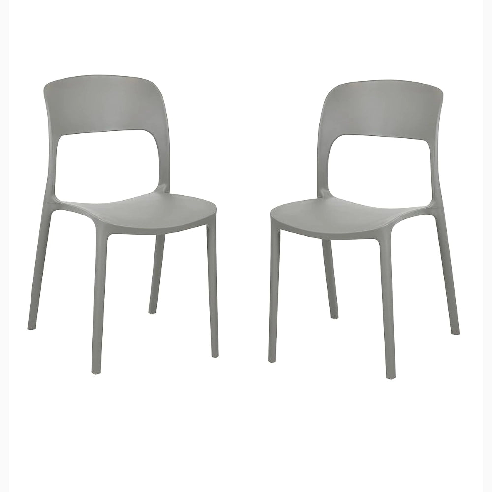 Set 2 Sedie Impilabili in polipropilene 83x56x46 cm Colore GRIGIO CHIARO Design Moderno VALENTINA