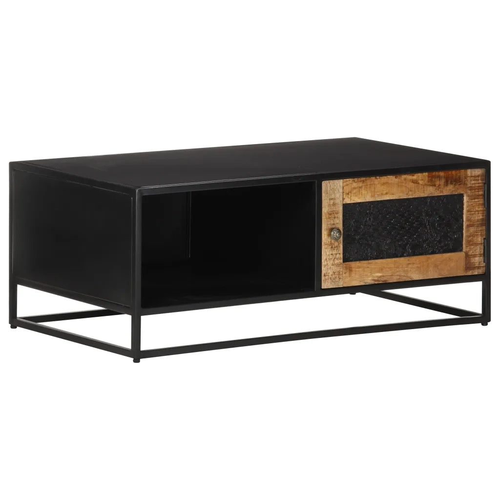 Tavolino da Salotto-Tavolino da soggiorno-Tavolo 90x50x35 cm in Legno di Mango Grezzo