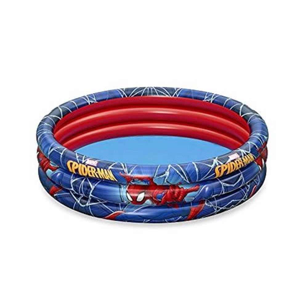 Trade Shop - Piscina Gonfiabile Spiderman L'uomo Ragno 3 Anelli 122x30cm Per Bambini 2+ 98018 -