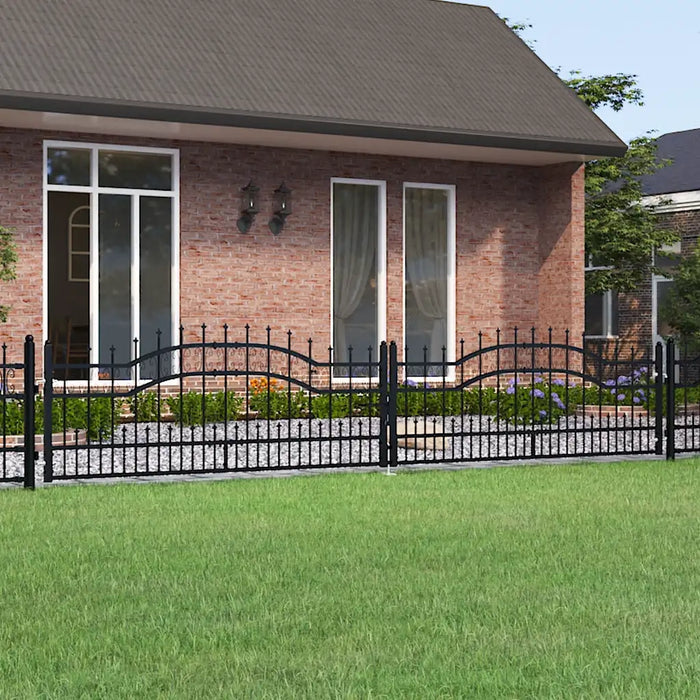 Cancello per recinzione Kampen con punta a lancia Nero 394,5x78 cm in acciaio 151099