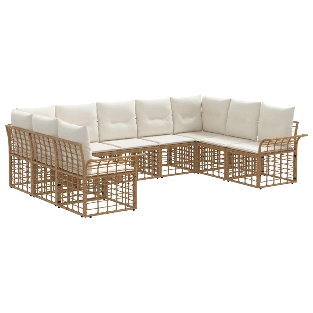Set di divani da esterno 9 pcs Naturale e Bianco Crema