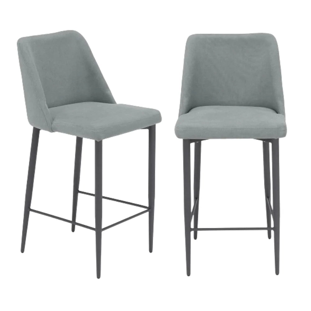 Set 2 Sgabelli Imbottiti ALEXIA MADE IN ITALY, H63 per sala da pranzo, cucina e soggiorno, gambe robuste in metallo effetto ghisa, rivestito con tessuto antimacchia idrorepellente colore Grigio